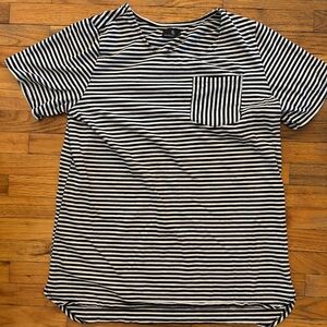 Black and White Striped Short Sleeve Tee